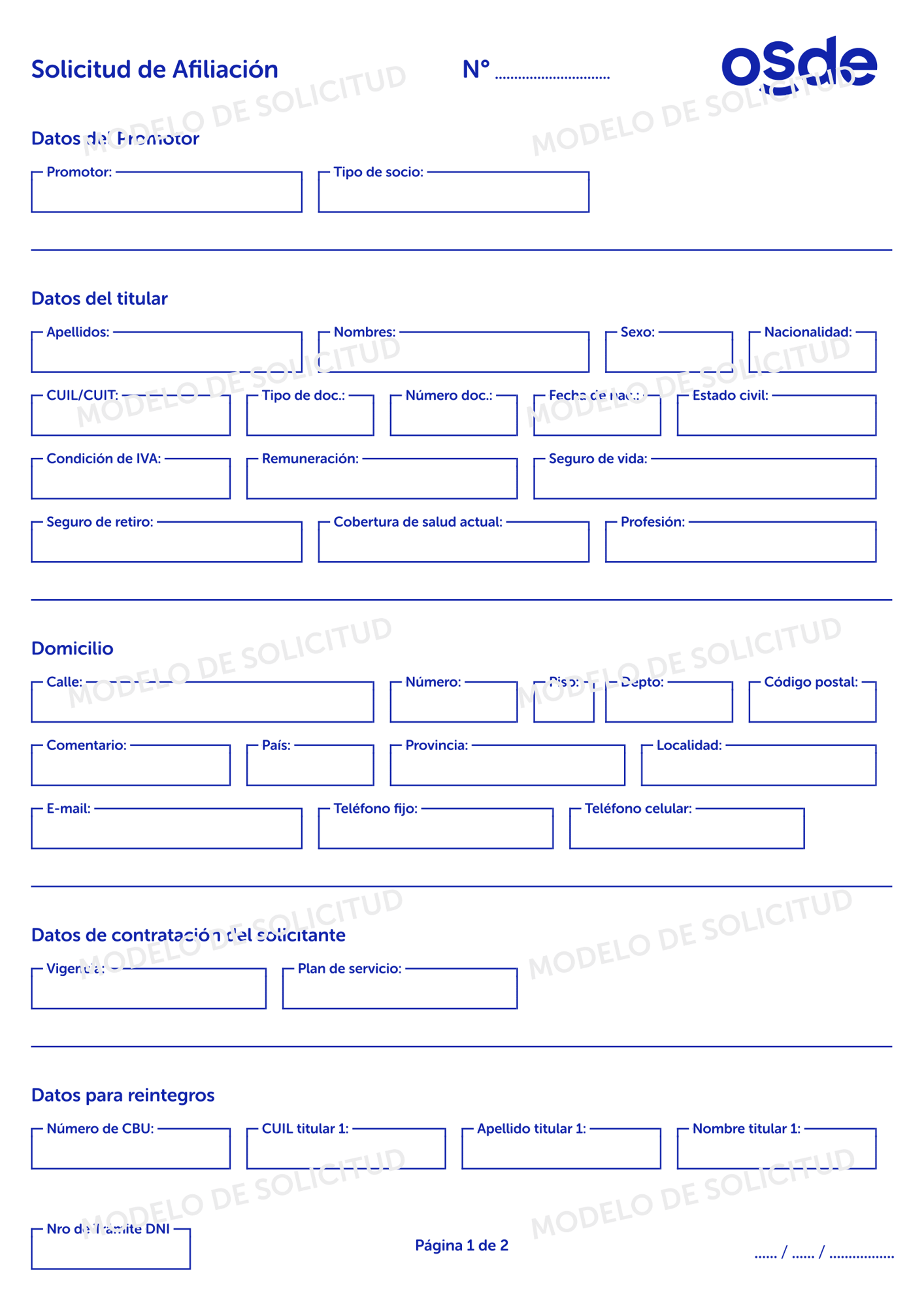 Formulario de afiliación