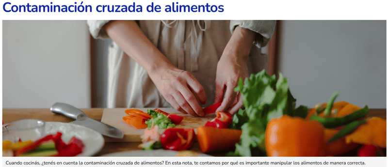 contaminación cruzada en alimentos